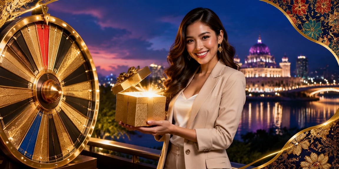 Permainan roulette berlatarbelakang batik di Putrajaya Malaysia